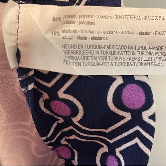 ZARA PANTS WOMEN'S CROPPED FLARED JACQUARD LEGGINGS NAVY PURPLE GEOMETRIC XL - Picture 8 of 8